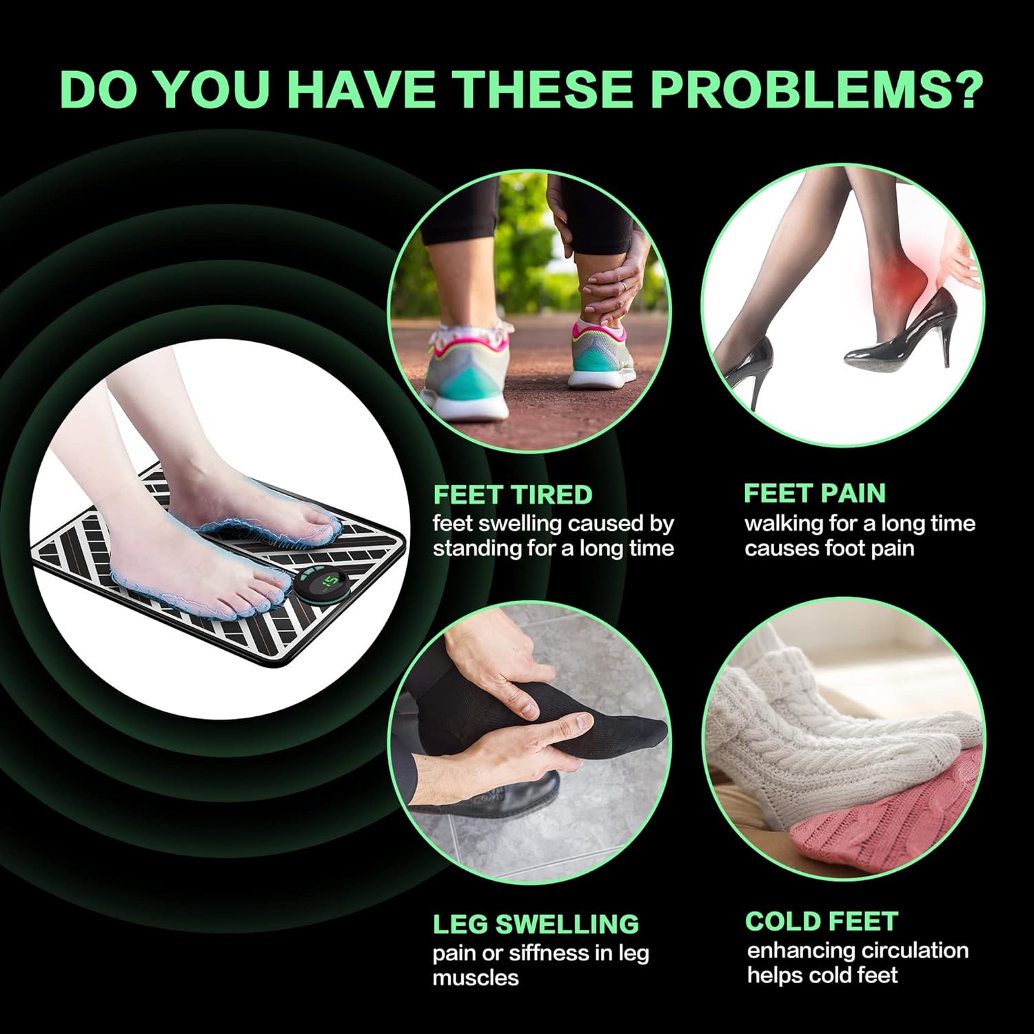 Circulation Pro EMS Electric Foot Massager Machine for Pain Relief | includes Remote Control for 6 Different Massage Settings & 15 Levels of Intensity