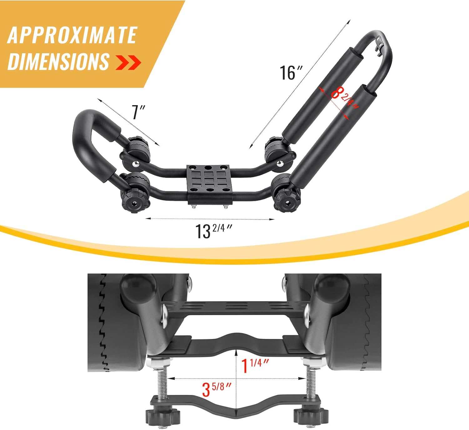AA-Racks Double Folding Kayak Roof Rack for Car,J-Bar Kayak Carrier with 16 Ft Ratchet Straps for Canoes, Ski Boards, Surf Boards,SUP on SUV VAN Truck Trailer