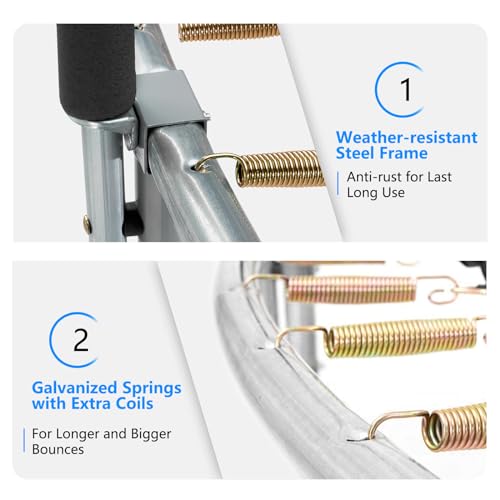 SKOK 8FT 10FT 12FT 14FT 15FT Trampoline with Safety Enclosure, Recreational Trampoline Outdoor for Kids with Ladder, ASTM Approved, with Spring Pad & Jumping Mat, AntiRust Coating, Heavy Duty, 400LBS