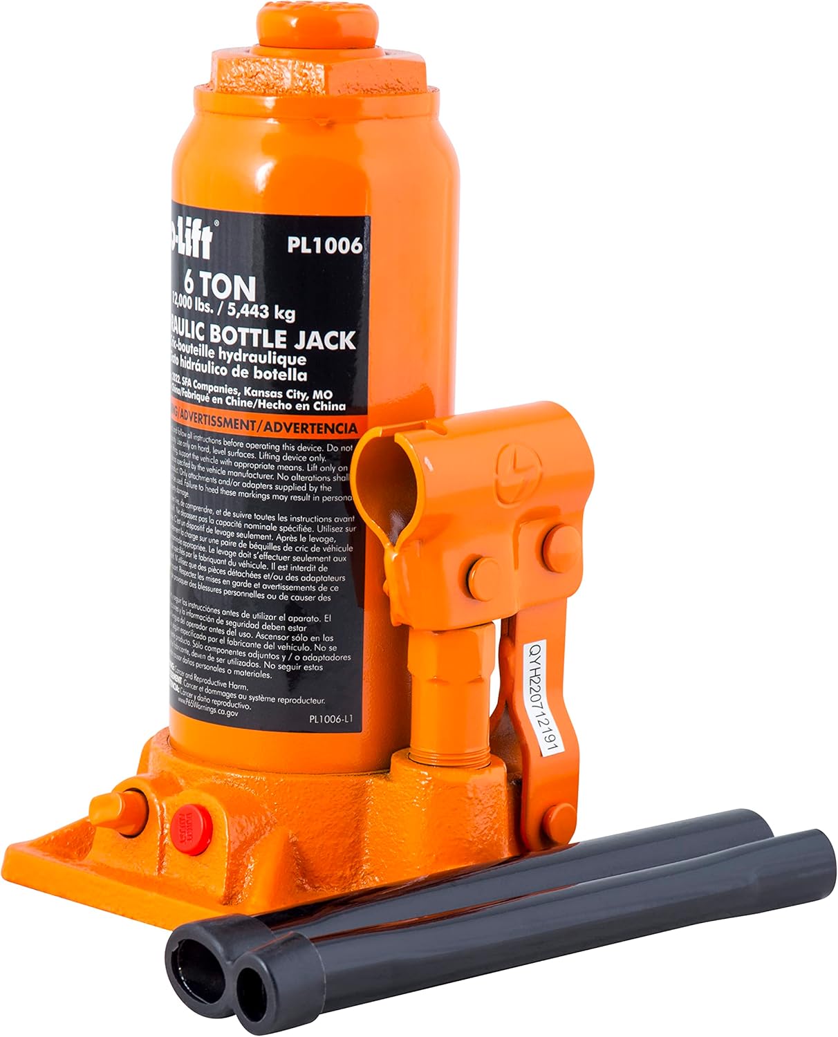 Pro-Lift 6 Ton Hydraulic Bottle Jack - Portable Car Jack 12000 Lbs Capacity with Pump Handle for Car Sedans SUV