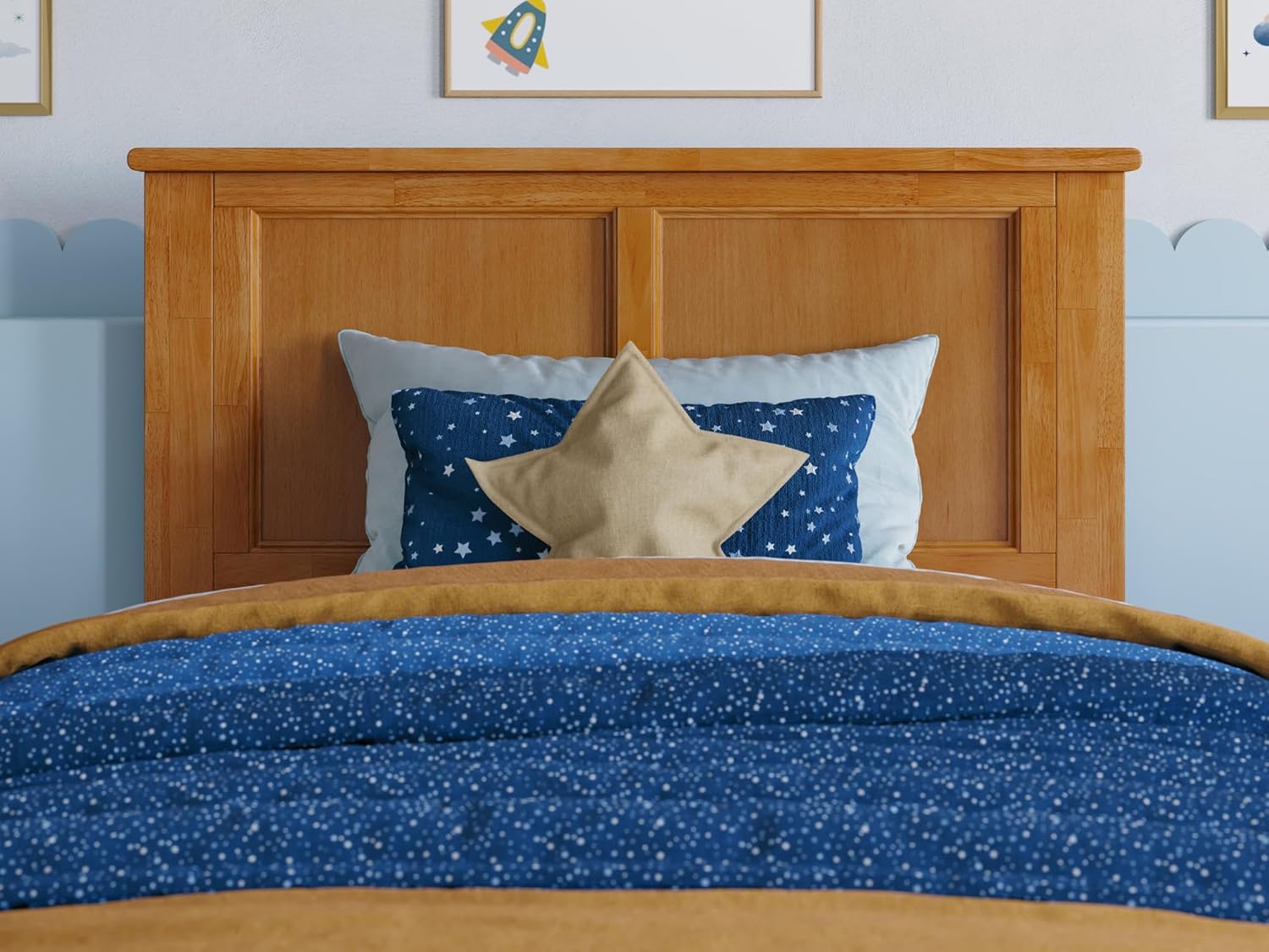 AFI Madison Twin Solid Wood Platform Bed with Footboard & Storage Drawers in Light Toffee