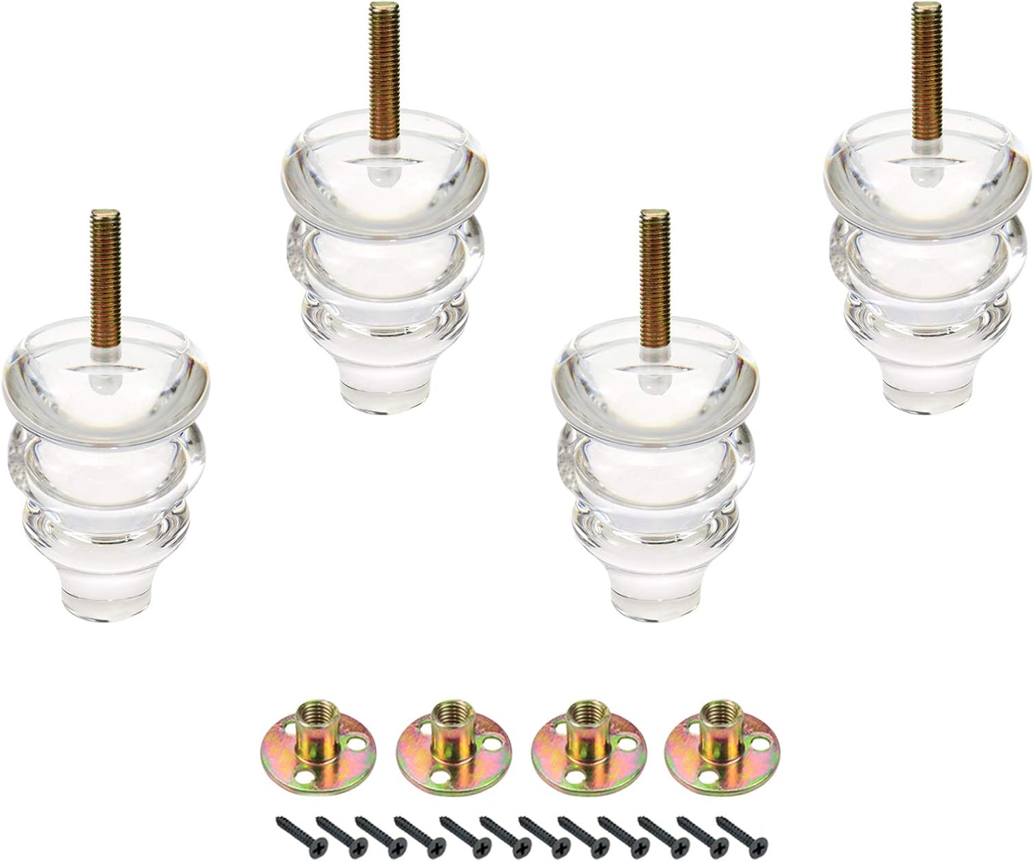 LC LICTOP 100mm Height Acrylic Furniture Legs Gourd Shape Sofa Acrylic Legs DIY Replacement Sofa Feet Set of 4 (A027)