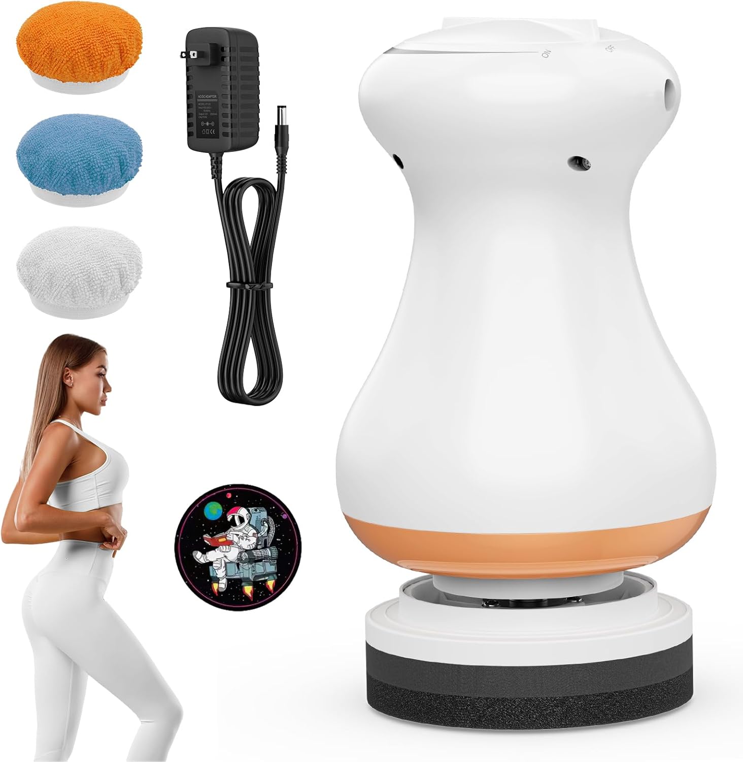 Cellulite Massager V6.3 with 1 Massage Heads and 3 Skin Friendly Washable Pads, Hand-held Beauty Sculpt Massager for Belly—Sand Dune
