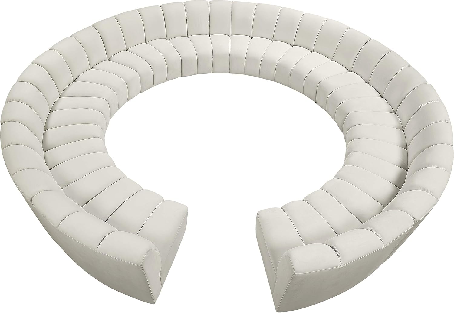 Meridian Furniture Infinity Collection Modern | Contemporary Modular Sectional with Luxurious Deep Channel Tufting, 12 Piece, Cream