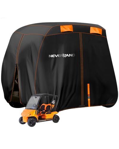 NEVERLAND Golf Cart Cover 4 Passenger, Waterproof Golf Cart Covers, Fits for Yamaha Golf Carts EZ GO Club Car, Outdoor Windproof 4 Seat Club Car Golf Cart Cover (Up to 112 Inch)