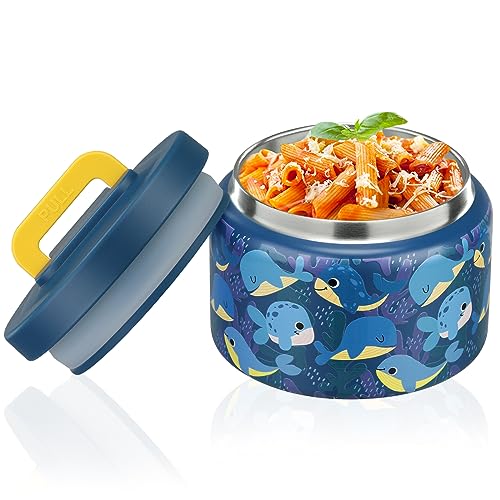 8oz Kids Thermos for Hot Food,Small Lunch Thermos Food Container Stainless Steel,Easy Open Wide Mouth Thermo for Hot Cold Food for Preschool Travel (Pink Unicorns)