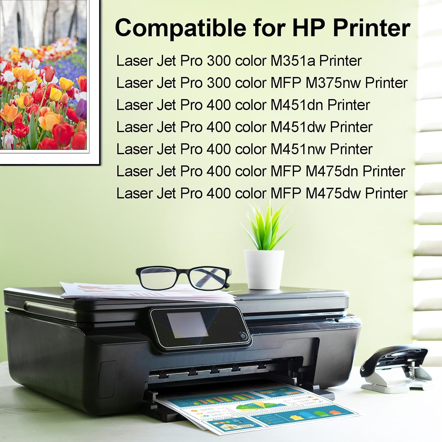 greencycle Compatible Toner Cartridge Replacement for HP 305A CE410A CE411A CE412A CE413A Toner 4 Packs Set Works on Laser Jet Pro 400 Color M451nw M451dw M451dn MFP M475dn M475dw M375nw Printer