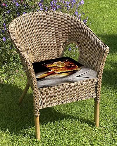 ALAGEO Chair Seat Covers Set of 4 Whisky Glass Waterproof Outdoor Seat Covers Wine Old Fashioned Cigar Chair Covers for Dining Room Removable Kitchen Chair Covers Slipcovers for Dining Garden