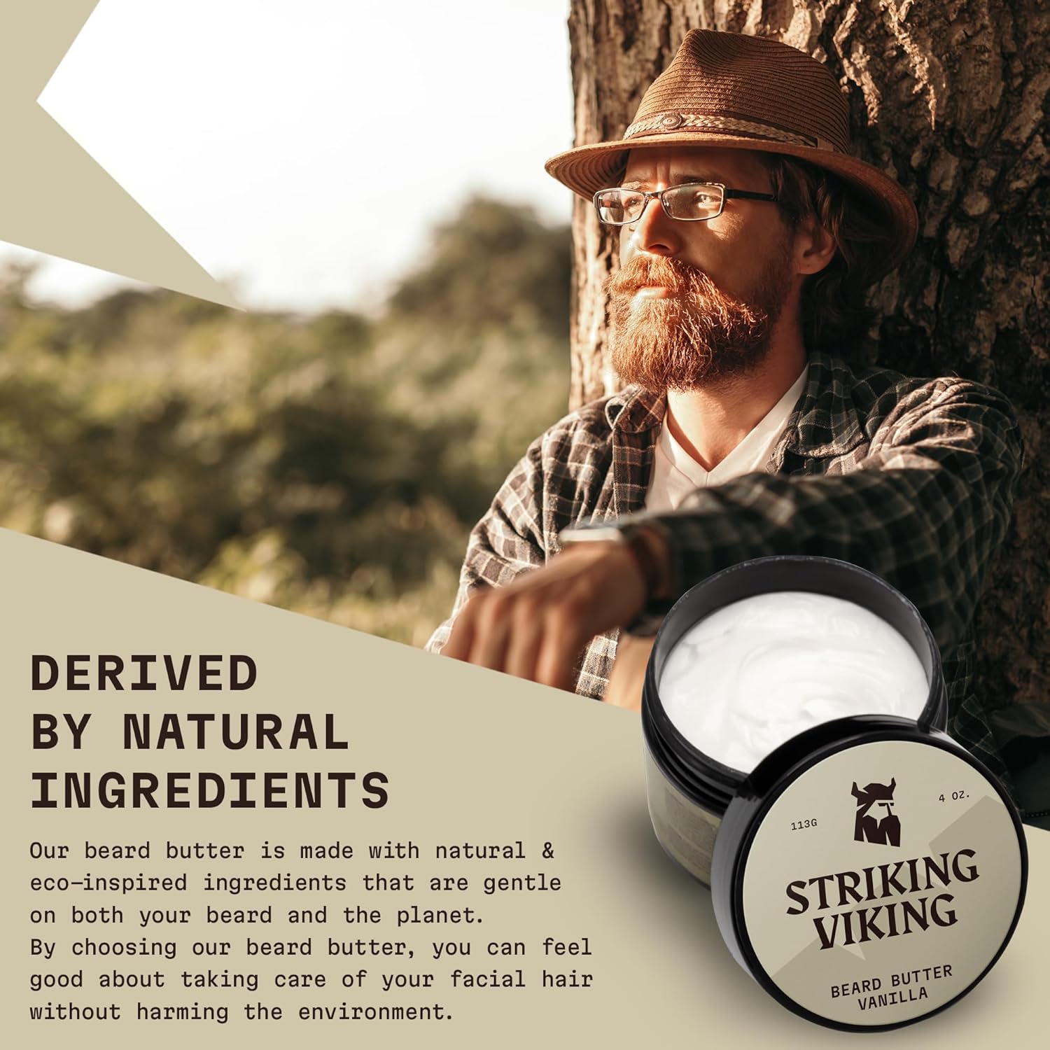 Striking Vikings Beard Folding Wooden Comb & Beard Butter Vanilla Scent 4oz