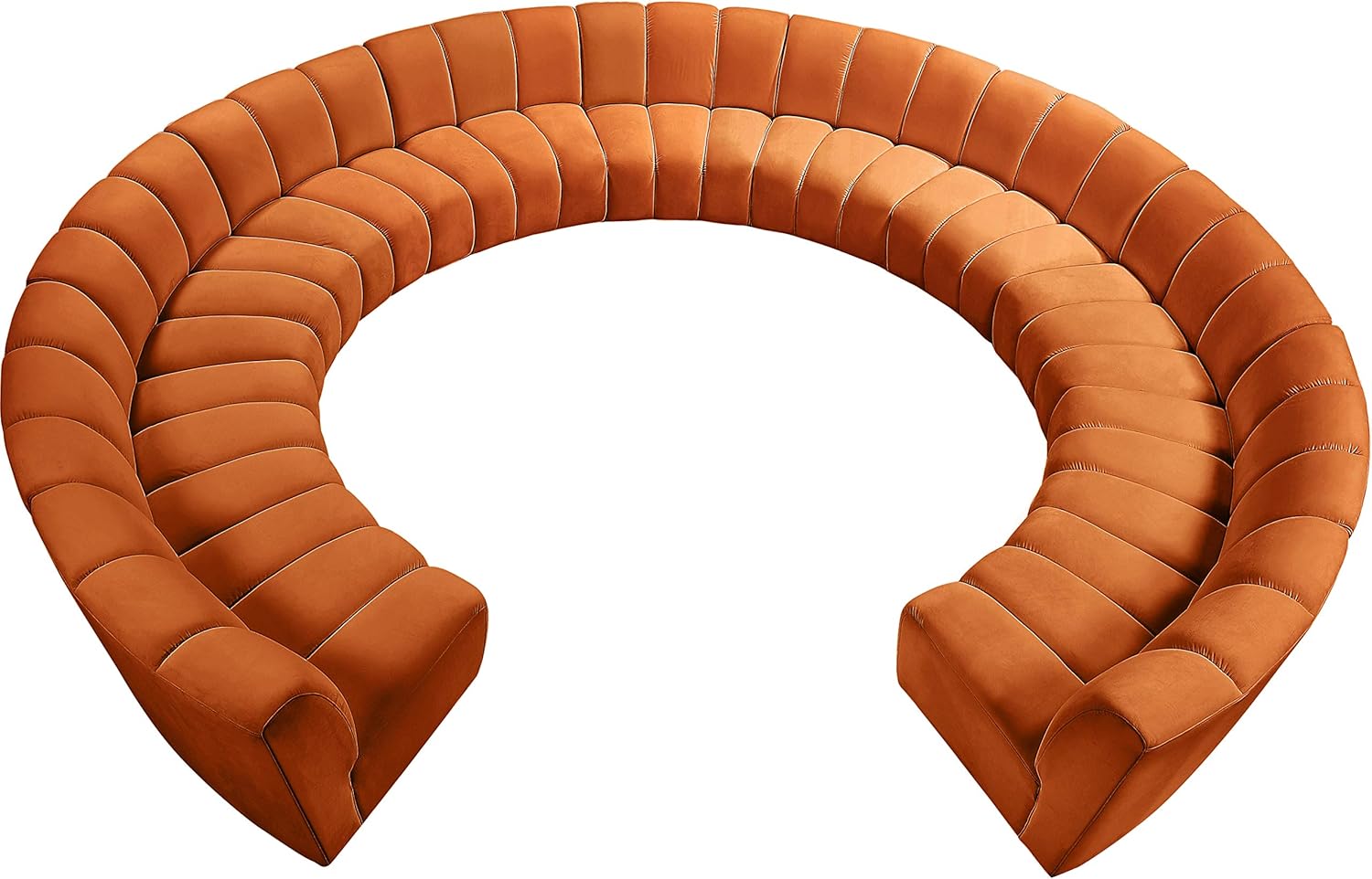 Meridian Furniture Infinity Collection Modern | Contemporary Modular Sectional with Luxurious Deep Channel Tufting, 11 Piece, Cognac