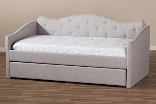 Baxton Studio Kaarina Fabric Daybed with Trundle, Twin