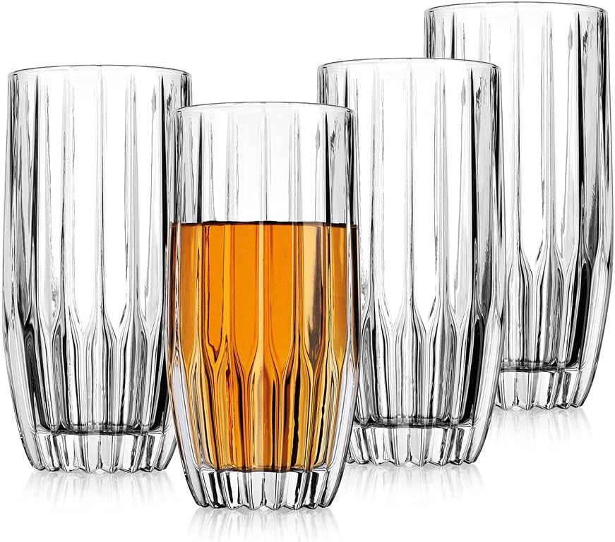 Godinger Highball Beverage Glass Cup Pleat Set of 4