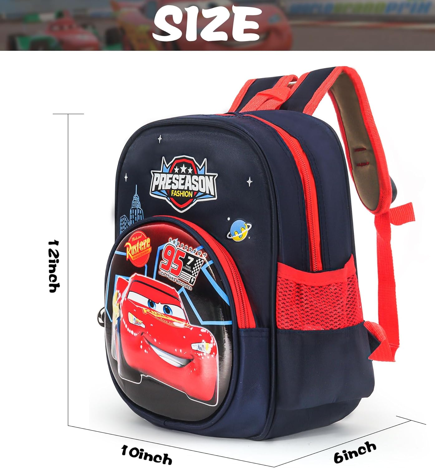 12 Inch Lightning Mc Cars Backpack - Cars Children's Backpack Novelty Toddler Backpack Waterproof Schoolbag for Boys Girls Kids 3-6 Years Old