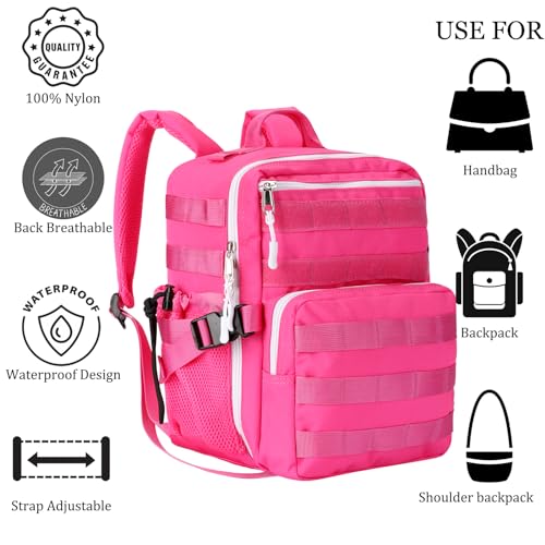 9L Mini Tactical Backpack Small Gym Bag Military Men Women Survival EDC Molle Rucksack(Fuchsia)