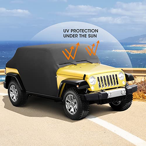 Waterproof Cab Cover Compatible with Wrangler JL Unlimited,Car Covers Protect from UV/Rain/Sun Fits JLU 2018-2024 4 Doors Windproof Dustproof Scratch Resistant Auto Cover - Doors Off