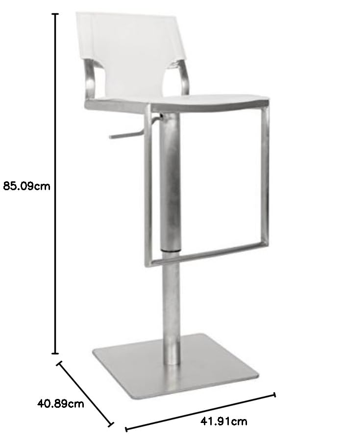 Safavieh Home Collection Armondo Stainless Steel and Black Leather Adjustable Gas Lift 22.4-31.5-inch Bar Stool