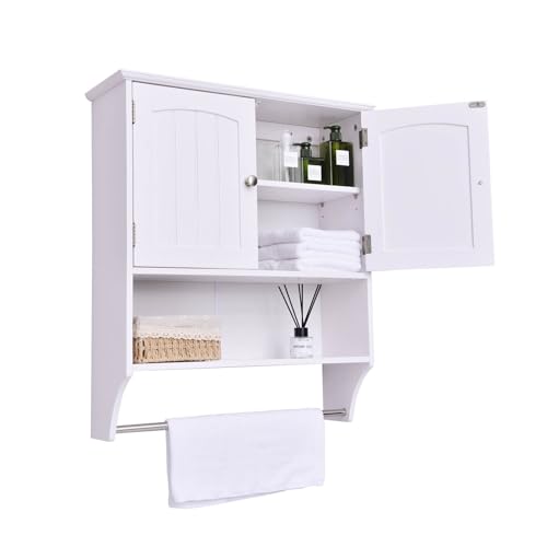 Bathroom Wall Cabinet with Towel Bar - Saver for Your Bathroom Space, Over The Toilet Storage Cabinet, Bathroom Wall Madicine Cabinet