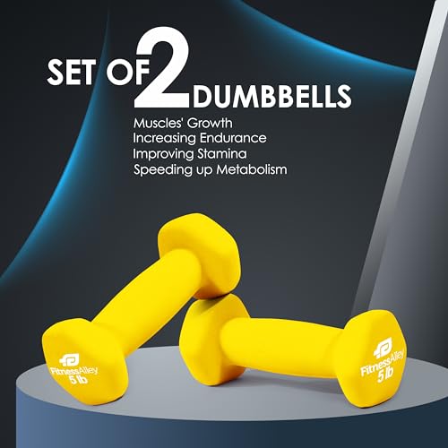 Neoprene Coated Workout Dumbbells set of 2 – Anti Roll, Non Slip with Smooth Grip Fitness & Exercise Dumbbells – Hexagon Shaped Hand Weights for Women & Men – Best Choice for Gyms & home use