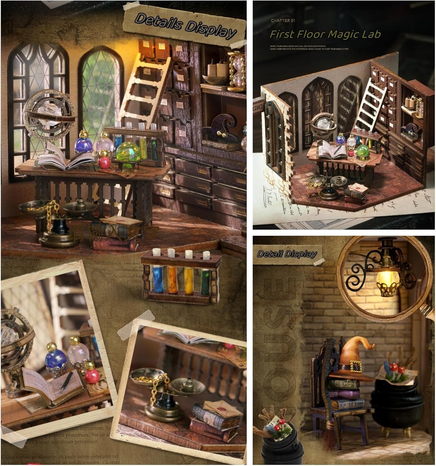 Kisoy Dollhouse Miniature with Furniture Kit, Handmade DIY House Model for Teens Adult Gift (William' s Magic House)