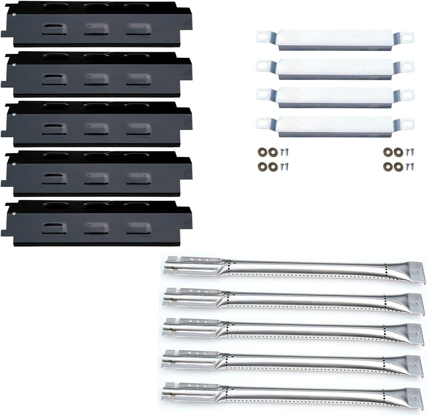 Direct Store Parts Kit DG258 (5-Pack) Repair Kit Replacement for Charbroil 6 Burner Gas Grill Stainless Steel Burners, Crossover Tubes & Porcelain Steel Heat Plates