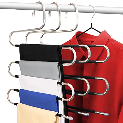 DOIOWN Pants Scarf Hangers S-Shape Non-Slip Space Saving Pants Clothes Hangers Metal Hangers Closet Storage Organizer for Pants Jeans Scarf,Towels Hanging