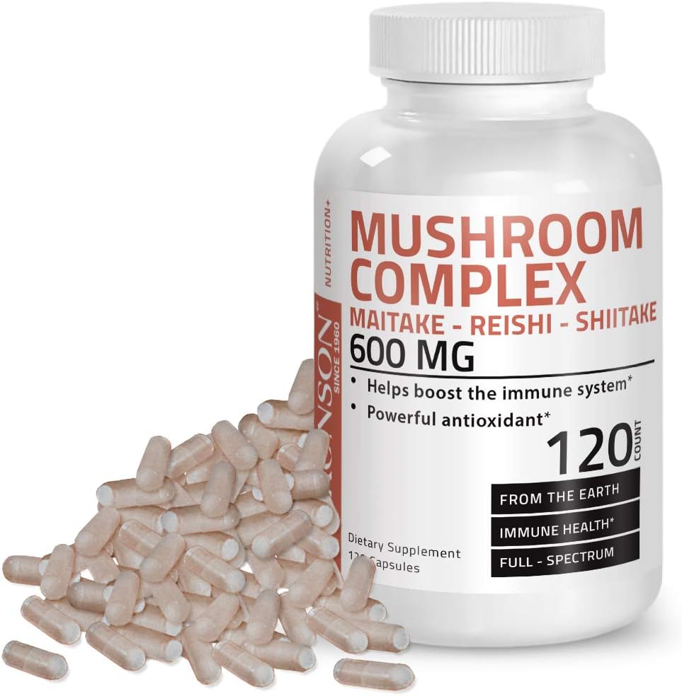 Triple Mushroom Complex - Maitake - Reishi - Shiitake - Powerful Antioxidant and Immune System Booster - Full Spectrum Mushroom Complex - 600 mg Capsules - 120 Count