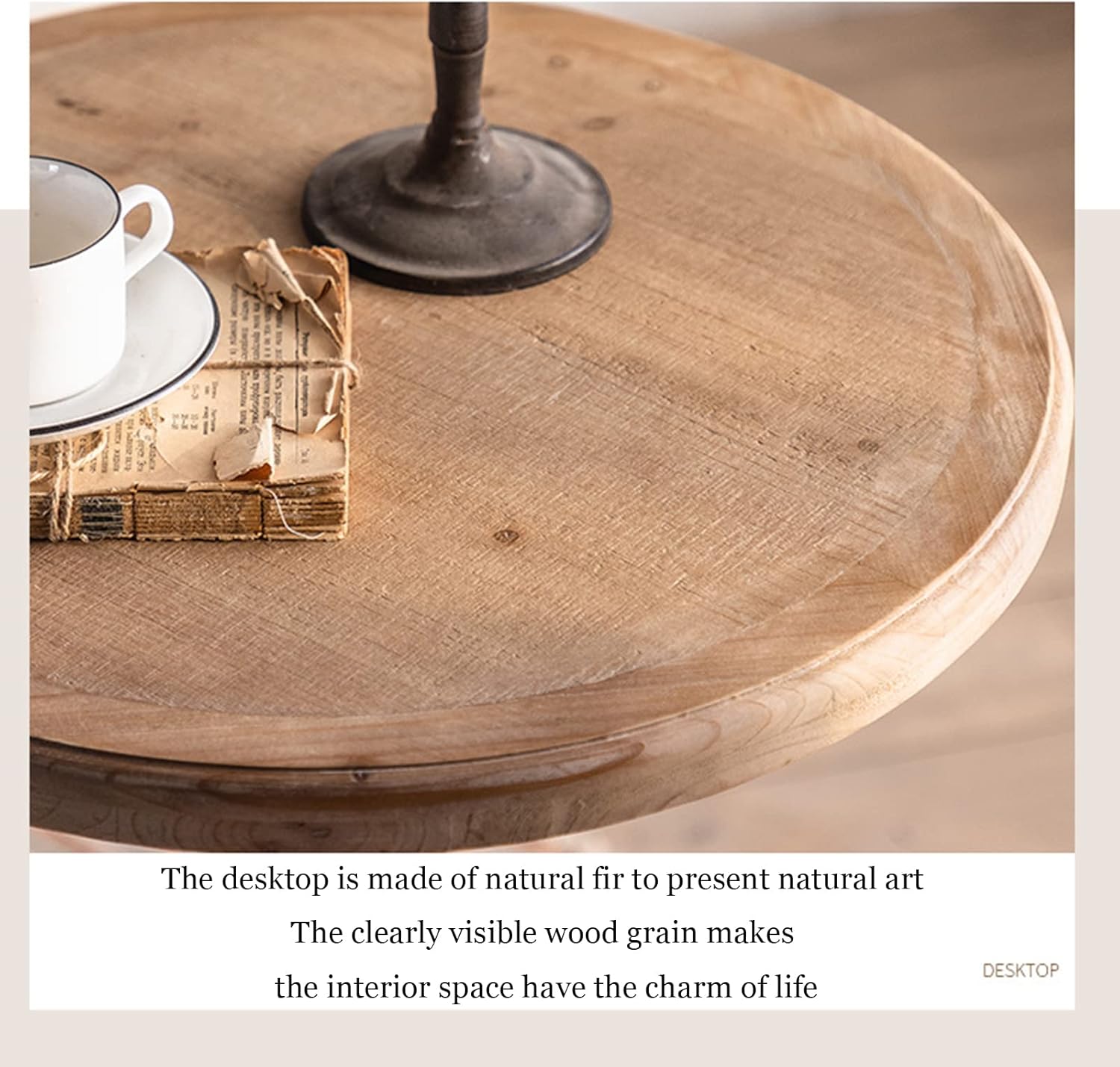 Solid Wood Coffee Table, French Light Luxury Side Table, Retro Old Homestay Living Room Coffee Table American Industrial Style Table