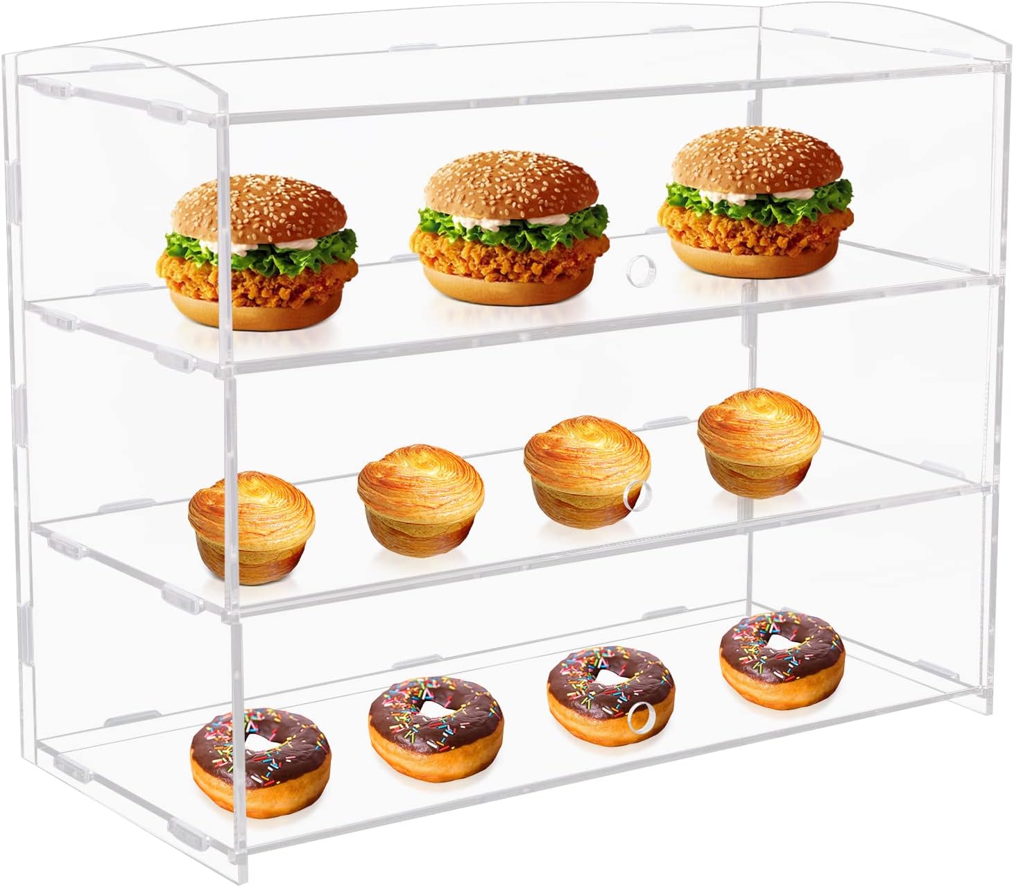 Acrylic Bakery Display Case, 3 Tiers Pastry Cookie Candy Display Shelves, Countertop Display Case for Collectibles Pastry Doughnut, Bakery Dessert Cupcake Display, 18.7×8.5×14.8 Inch