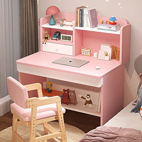 QQXX Adorable Study Desk and Chair Set,wooden School Study Table with Hutch Drawers and Chair,student's Study Desk Computer Workstation Writing Table for Boys Girls Home School Use Office Desk