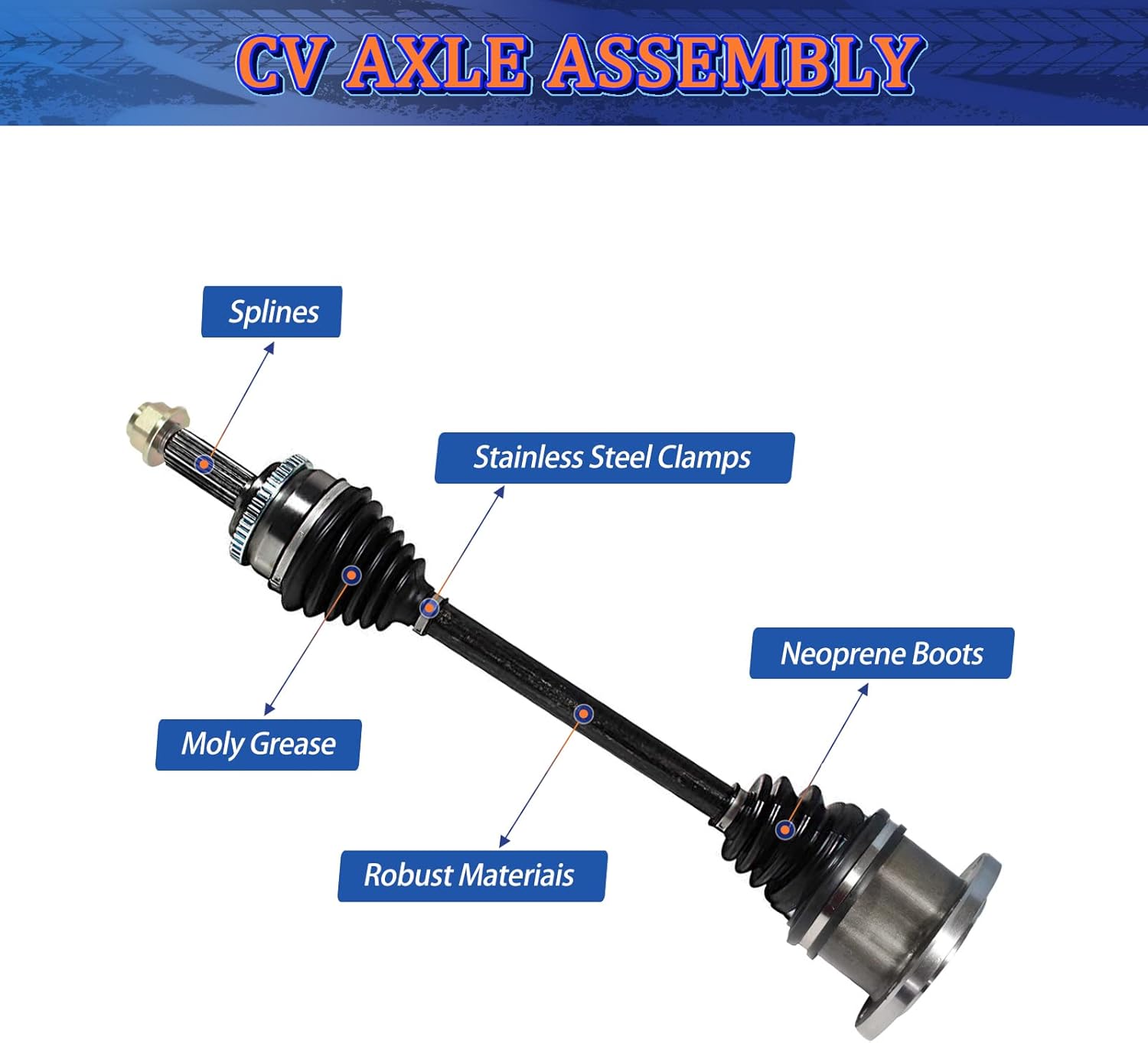 CV Axle Front Pair Fit for 1995-2006 Chevy Tahoe CV Axles Joint Shaft Assembly 1995 1996 1997 1998 1999 2000 2001 2002 2003 2004 2005 2006 Left Right Driver Passenger Side