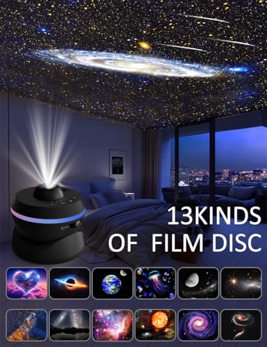[5/6th Gen Upgraded] Planetarium Galaxy projector, 13 in 1 Star Light Projector Starry Sleep Night light with Dynamic Meteors,360° Rotation Nebula,4K HD&Large Scale Projection for Bedroom Decor，Kids