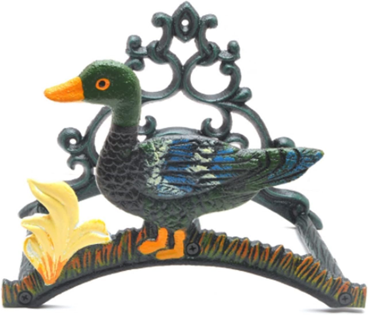 Heavy Duty Cast Iron Garden Hose Holder - Wall Mounted Water Hose Hanger - Antique Emblem Decorative Hose Reel - Water Hose Rack Butler Storage Methods Wall Decor Holder Garden Hose