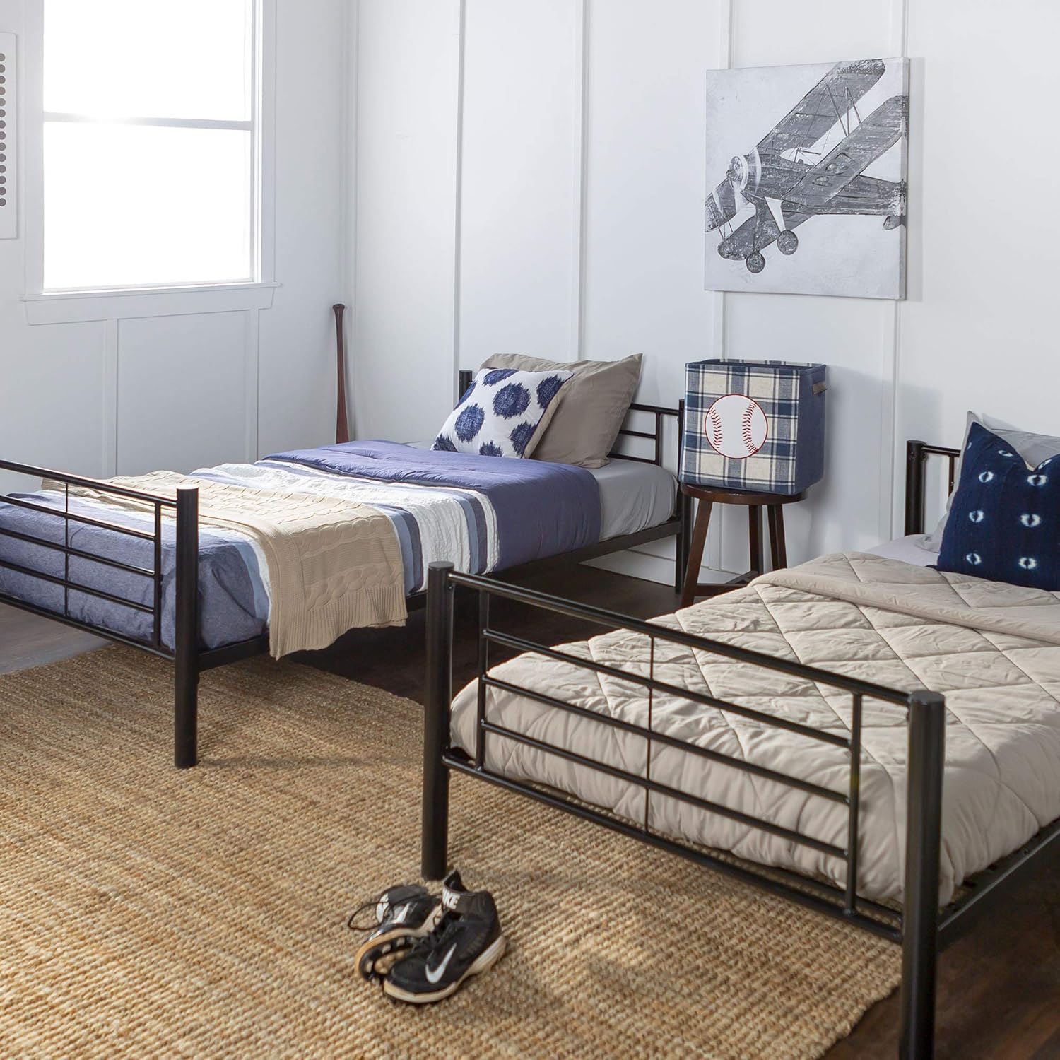 Sunrise Metal Twin-Over-Twin Bunk Bed in Black