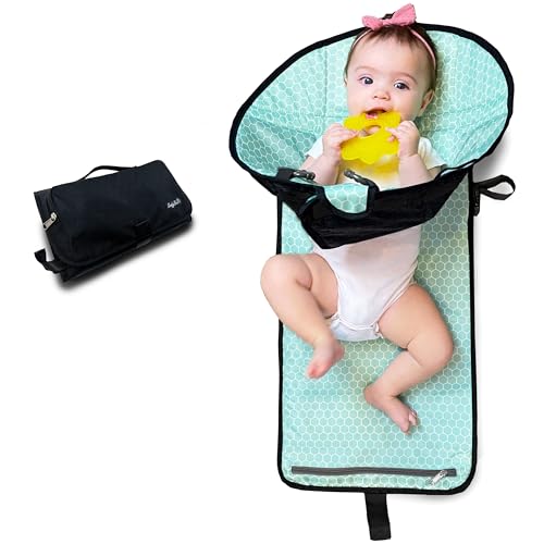 SnoofyBee - Portable Playtime Changing Pad: 3-in-1 Diaper Clutch, Changing Station, and Clean Hands Toy Barrier. Water-Resistant and Stylish, with Dual Storage Pockets. Grey-2024-Improved-Version
