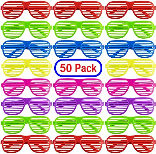 PREXTEX Mega Pack 50 Pairs of Kids Plastic Shutter Shades Glasses Shades Sunglasses Eyewear Party Favors and Party Props Assorted Colors last day of school gifts for kids