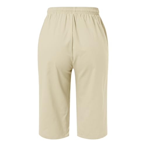 Womens Linen Blend Summer Boho Pant Trousers Elastic Waisted Baggy Stretchy Loose Fit Palazzo Lounge Pants Vacation