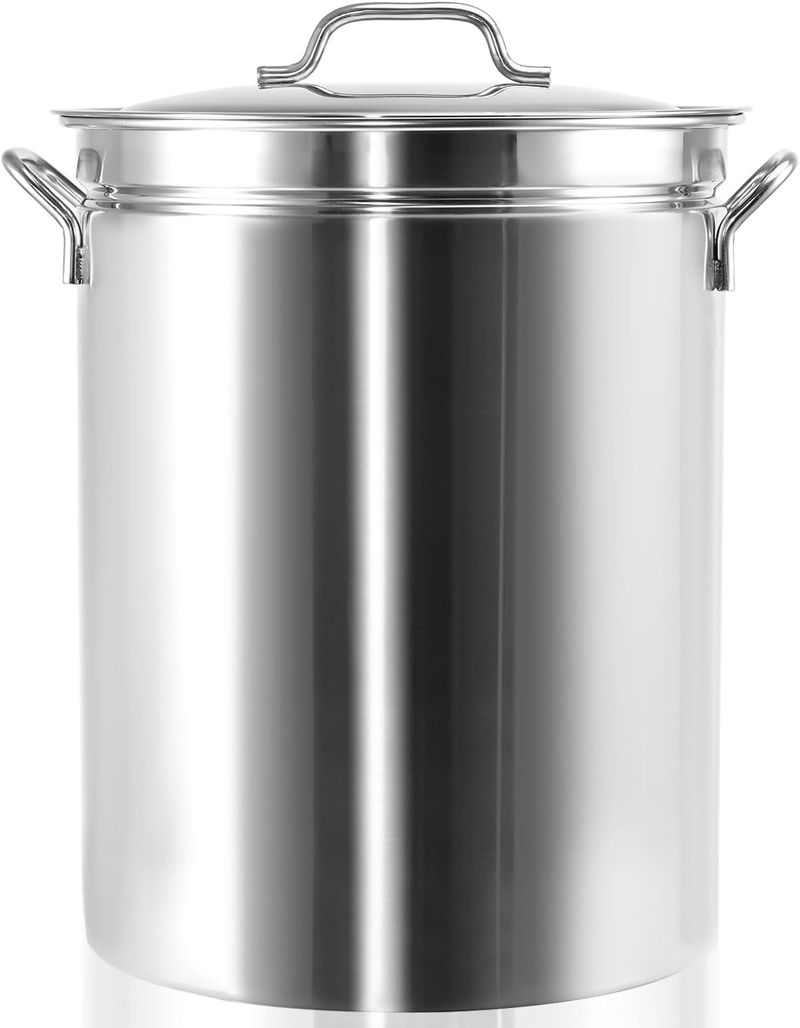 Stainless Steel Cookware Stock pot 44-Quart Outdoor Large Capacity Party Chicken Fish Steamed Seafood Clams Vegetables Multipurpose Stock Pot with Strainer Sturdy Smooth surface Easy to Clean