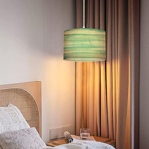 Plug in Pendant Light teal blue marbled texture bright center Boho Hanging Lamp with Plug in Cord 16.4 ft Dimmable Switch Fabric Shade Hanging Light for Living Room Kitchen Dining Room Bedroom