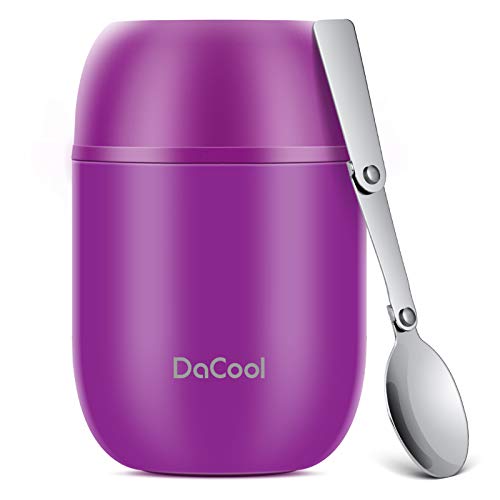 DaCool Insulated Food Jar Food Thermo Kids Thermo for Hot Food 16 oz Stainless Vacuum Bento Lunch Thermo for Kids Girls Adult with Spoon Leak Proof for School Office Picnic Travel Outdoors, Pink
