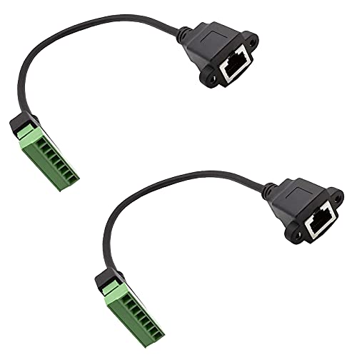 2Pcs RJ45 Male to 8 Pins Screw Terminal Block Adapter for Cat7 Cat6 Cat5 Ethernet Extender CCTV UTP Digital DVR Internet,RJ45 8P8C Plug to 8pins Terminal Connector