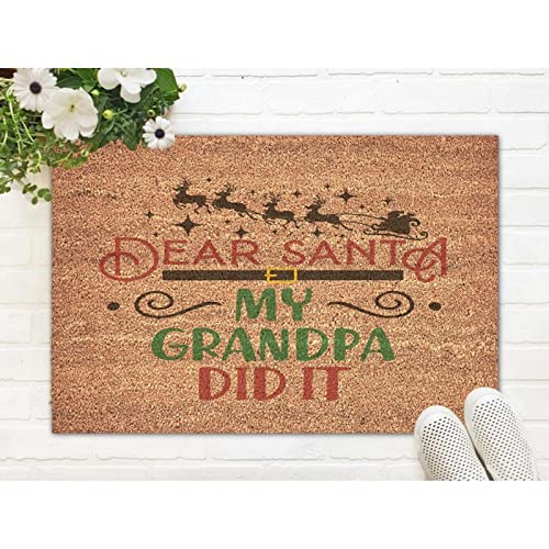 Coir Mat Natural Fade - Vinyl Backed Dear Santa My Mom Did It Welcome Mats Outdoor 24x36in Family Group Gifts Natural Coconut Coir Mat for Outdoor and Indoor Uses Home Décor