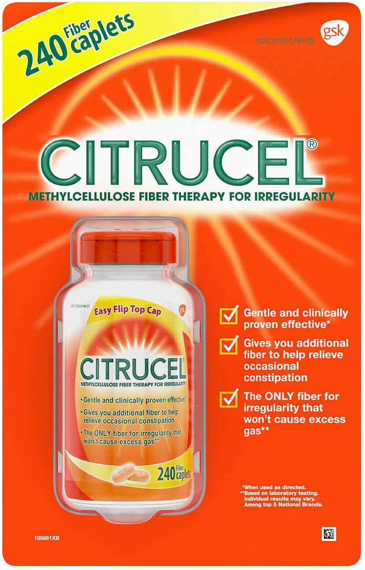 Citrucel w/SmartFiber Methylcellulose Fiber Therapy Caplets, 4Pack (240-Count Each) Qkelsf