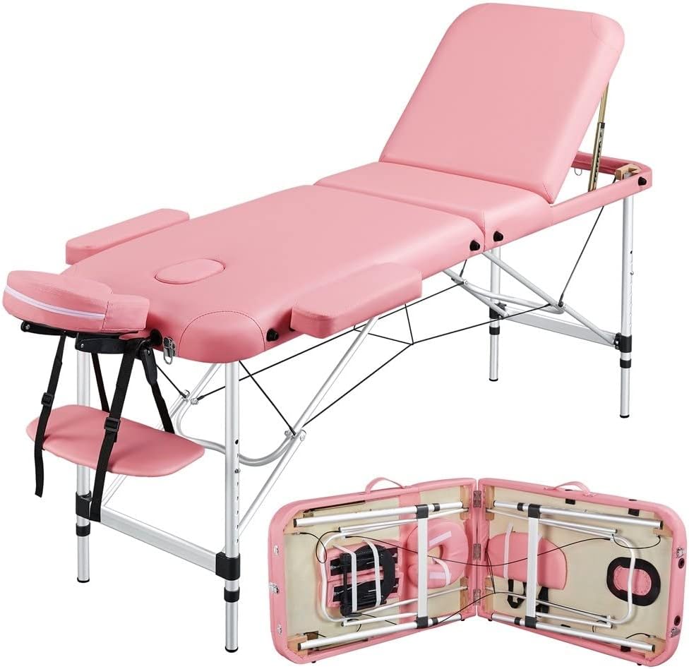 3-Section Portable Aluminum Massage Table for Spa Treatments, 84