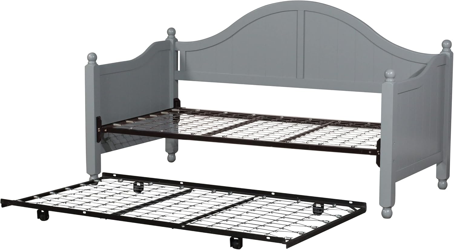Hillsdale, 2545DBLHTR, Augusta Wood Daybed with Suspension Deck and Metal Roll Out Trundle, Gray, Twin