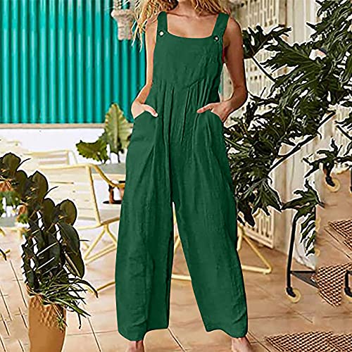 New Direction on Pants Leg Jumpsuit Casual Women Pants Wide Loose Cotton Overalls Strap Bib High Waist