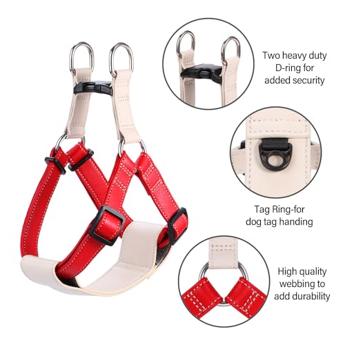 Microfiber Leather No Pull Dog Harness: Comfortable and Easy-to-Use Vest for Training and Walking Your Samll Medium Large Puppy or Dog (Brown, S)
