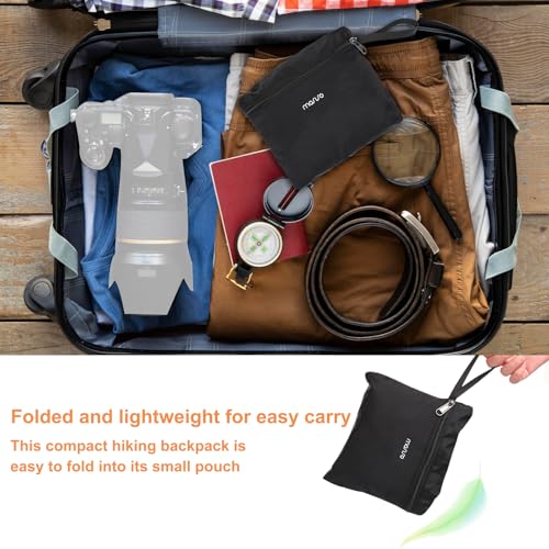 MOSISO 10L Lightweight Hiking Daypack Small Packable Travel Hiking Backpack, Foldable Shoulder Bag with Front Vertical Pocket, Black
