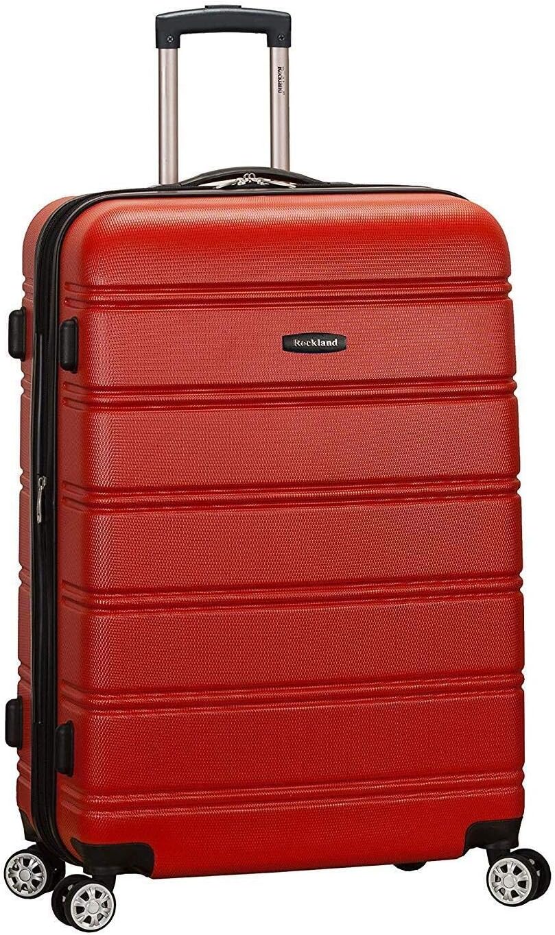 Rockland Melbourne Hardside Expandable Spinner Wheel Luggage, RED, Checked Large 28