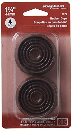 Shepherd Hardware 9077 1-3/4-Inch Round Rubber Furniture Cups, 4-Pack,brown