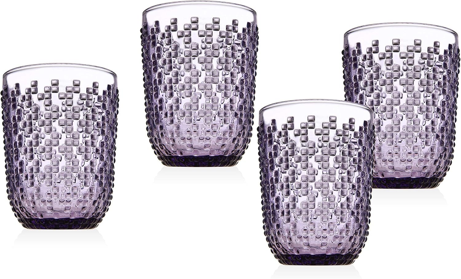 Double Old Fashioned Glasses Beverage Glass Cup Alba by Godinger – Amethyst – Set of 4